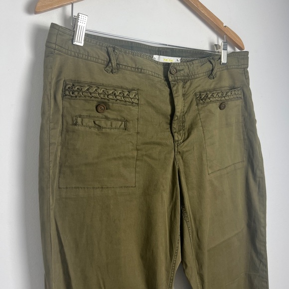 Anthropologie Hei Hei Braided Pocket Cotton Blend Green Chino Pants Sz 12 - Picture 4 of 8